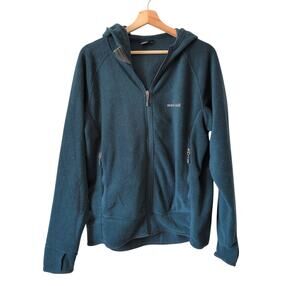 Mont Bell Clima Plus Fleece Hoodie Blue Men's Medium Mid Weight Warm Excellent